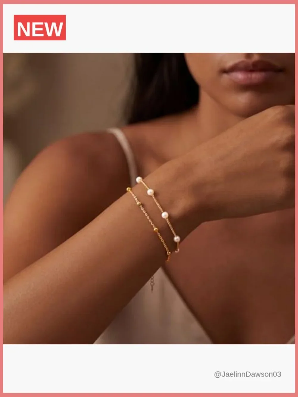 14K Gold Plated Pearl Bracelets Set Dainty Stackable Chain Bracelet for Women